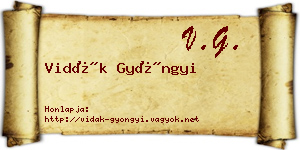 Vidák Gyöngyi névjegykártya